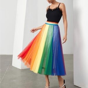 Vibrant Rainbow A-Line Skirt
